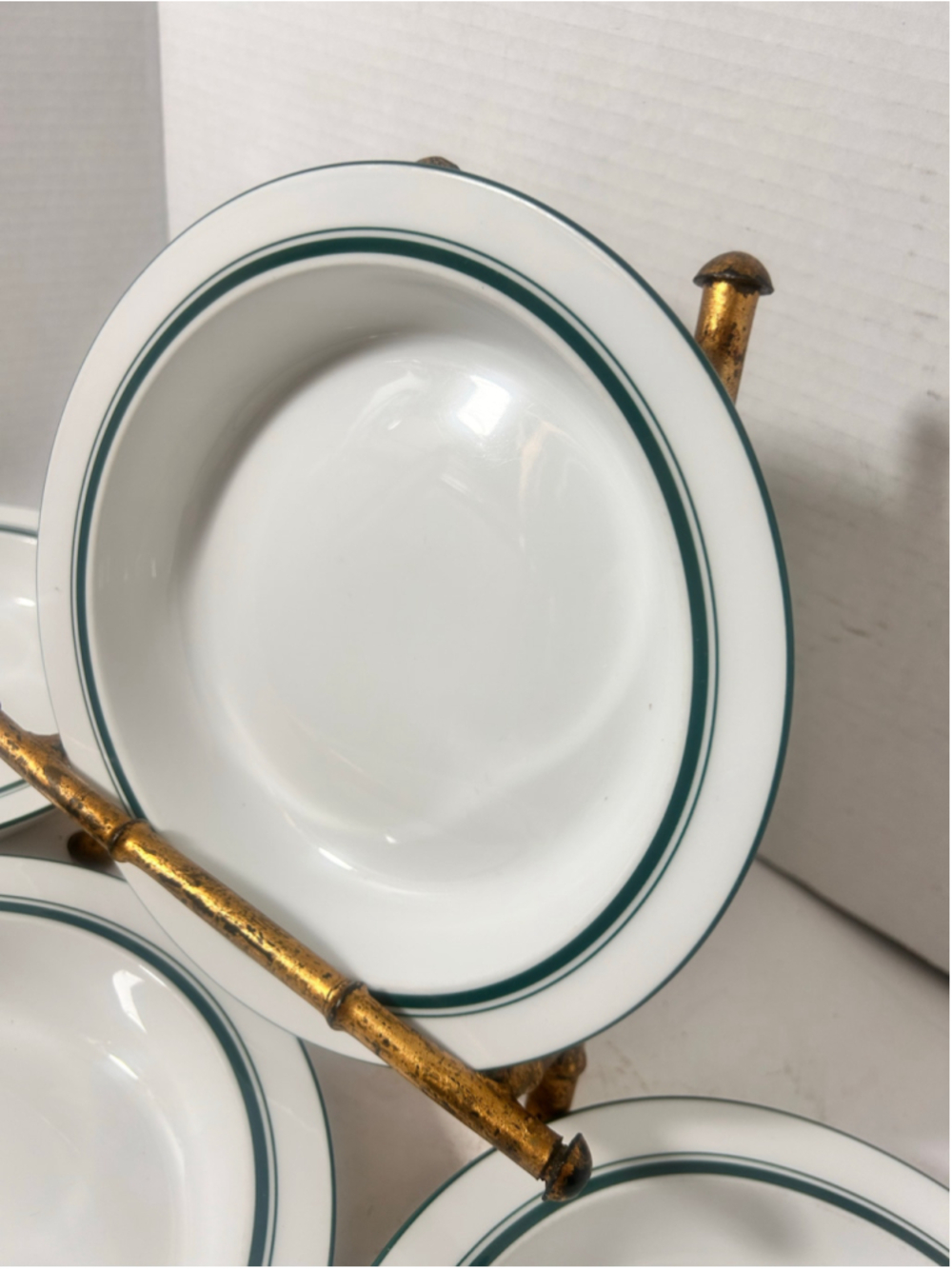 Dansk Bistro Dinnerware Set of 4 Bowls Flat Rim Green 8.5"Wx1.5"H - Picture 3 of 4